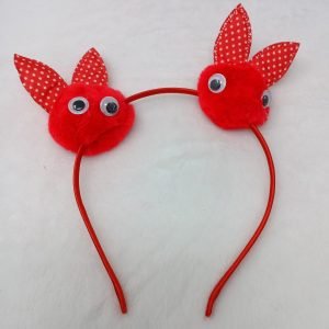pom pom rabbit ear and eye hairband headband red