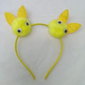 pom pom rabbit ear and eye hairband headband yellow