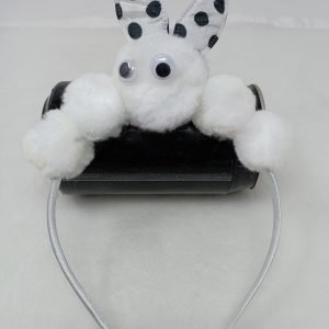 pom pom rabbit ear eye hairband headband white