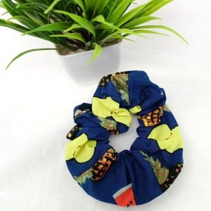 printed zip pocket scrunchies blue printed