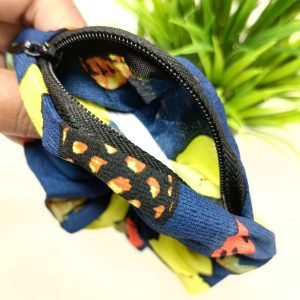 printed zip pocket scrunchies blue printed