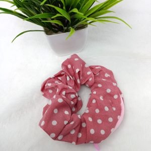 printed zip pocket scrunchies dot pink