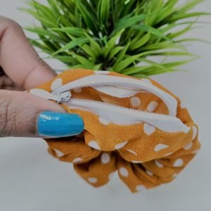 printed zip pocket scrunchies dot yellow