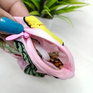 printed zip pocket scrunchies pink