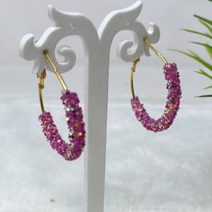purple glitter earrings s hook closure