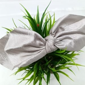 satin bow knotted hairband headband for women grey