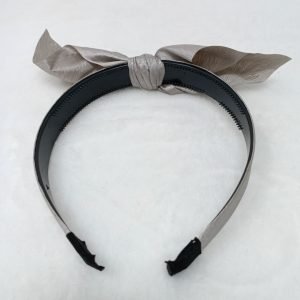 satin bow knotted hairband headband for women grey