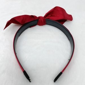 satin bow knotted hairband headband for women red