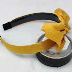 satin bow knotted hairband headband for women yellow