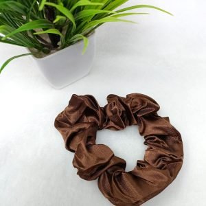 satin silk scrunchies dark brown