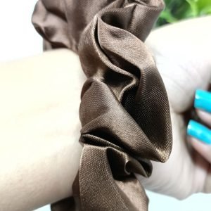 satin silk scrunchies dark brown