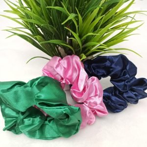 satin silk scrunchies green blue grey