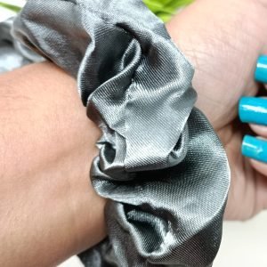 satin silk scrunchies grey