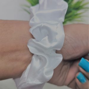 satin silk scrunchies white