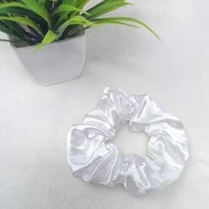 satin silk scrunchies white