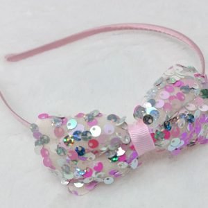 sequin bow hairband headband baby pink