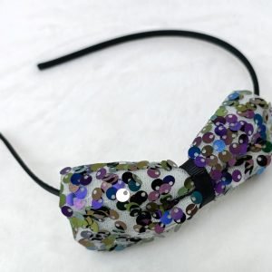 sequin bow hairband headband black