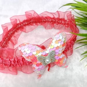 sequin butterfly elastic hairband hot pink