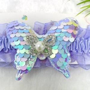 sequin butterfly elastic hairband lavender