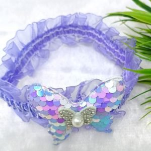 sequin butterfly elastic hairband lavender