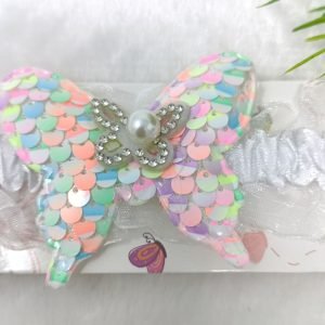 sequin butterfly elastic hairband white1