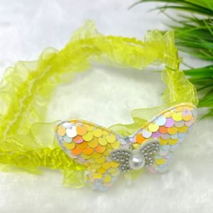 sequin butterfly elastic hairband yellow