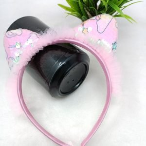 sequin cat ears fur hairband headband baby pink
