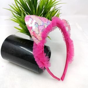 sequin cat ears fur hairband headband magenta