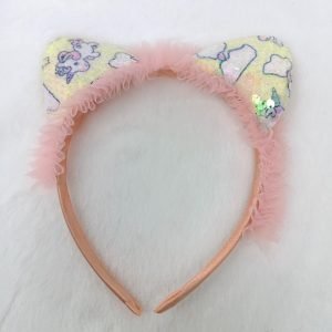 sequin cat ears fur hairband headband rose pink