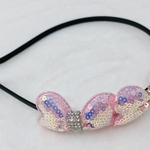 sequin double bo hairband baby pink