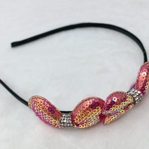 sequin double bo hairband pink