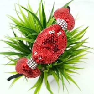 sequin double bo hairband red
