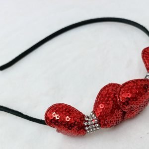 sequin double bo hairband red