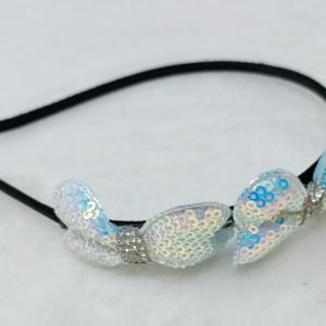 sequin double bo hairband white