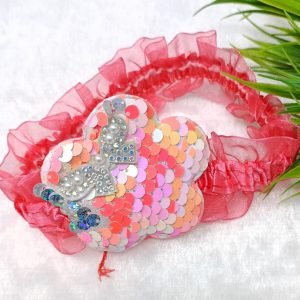 sequin flower elastic hairband hot pink