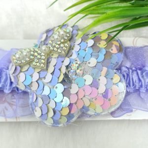 sequin flower elastic hairband lavender