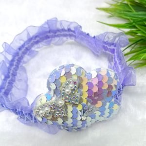 sequin flower elastic hairband lavender