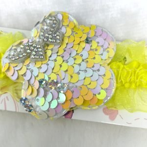 sequin flower elastic hairband yellow