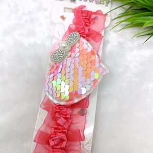 sequin heart elastic hairband hot pink1