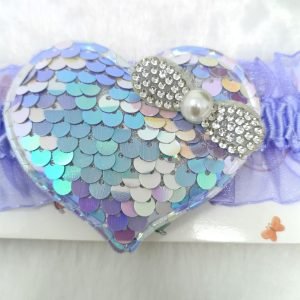 sequin heart elastic hairband lavender