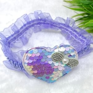 sequin heart elastic hairband lavender