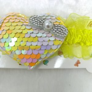 sequin heart elastic hairband yellow