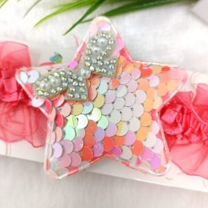 sequin star elastic hairband hot pink