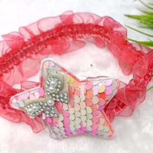 sequin star elastic hairband hot pink