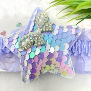 sequin star elastic hairband lavender