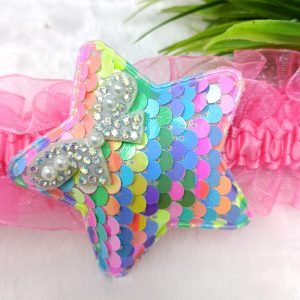 sequin star elastic hairband pink