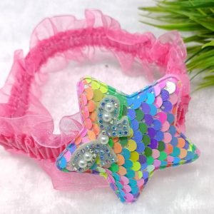 sequin star elastic hairband pink