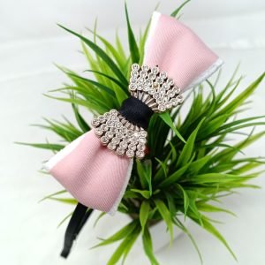 sequins stone embellished bow hairband baby pink