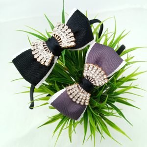 sequins stone embellished bow hairband brown black