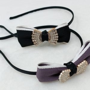 sequins stone embellished bow hairband brown black